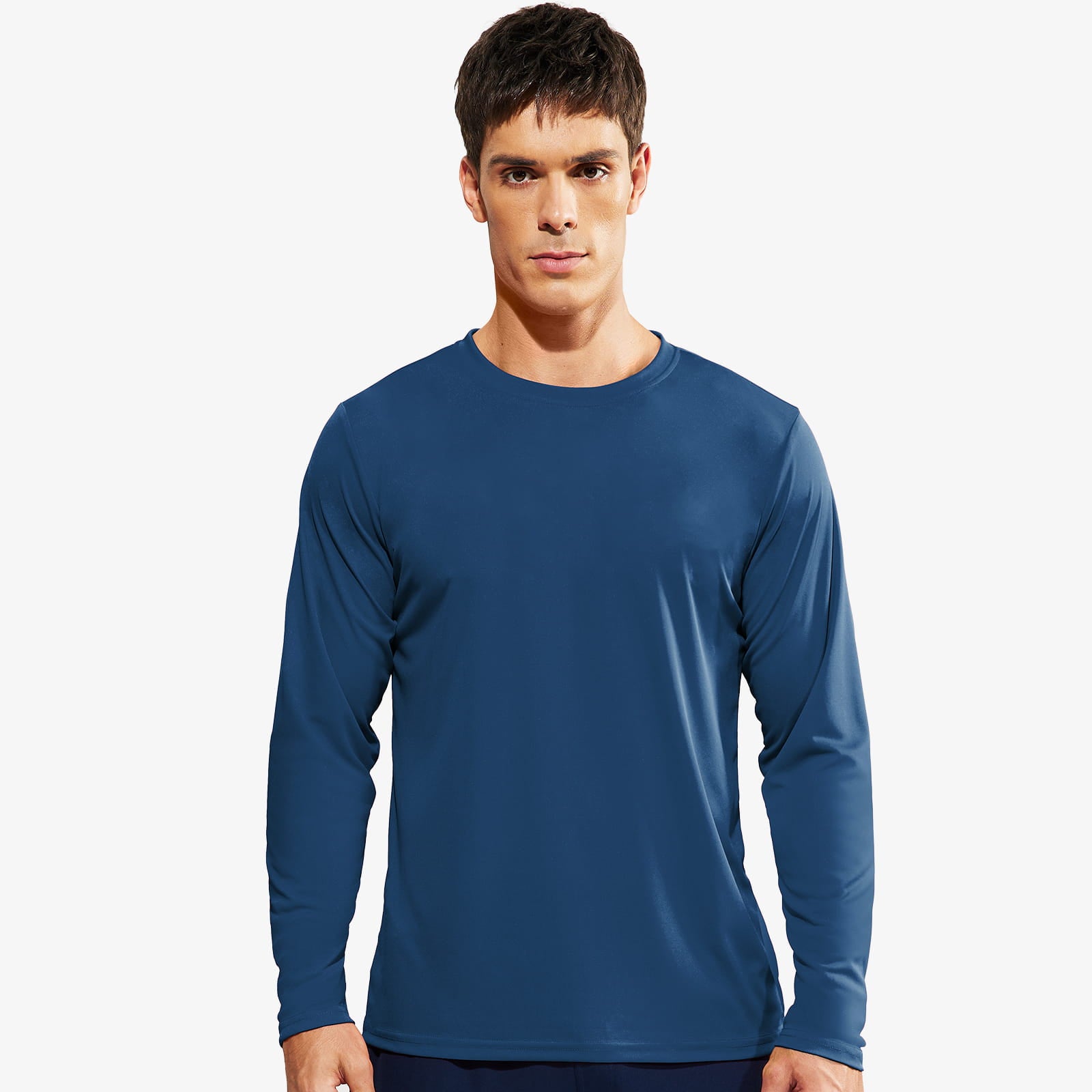 Haimont Men's UPF 50+ Long Sleeve Athletic T-shirts Quick Dry, Dark Blue / L