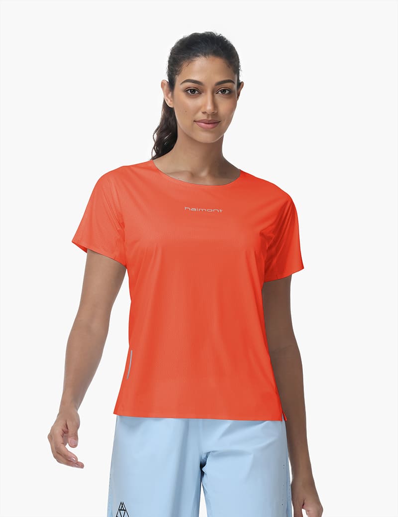 Haimont Women's Mountain Wind Trail T-Shirt in Orange Red