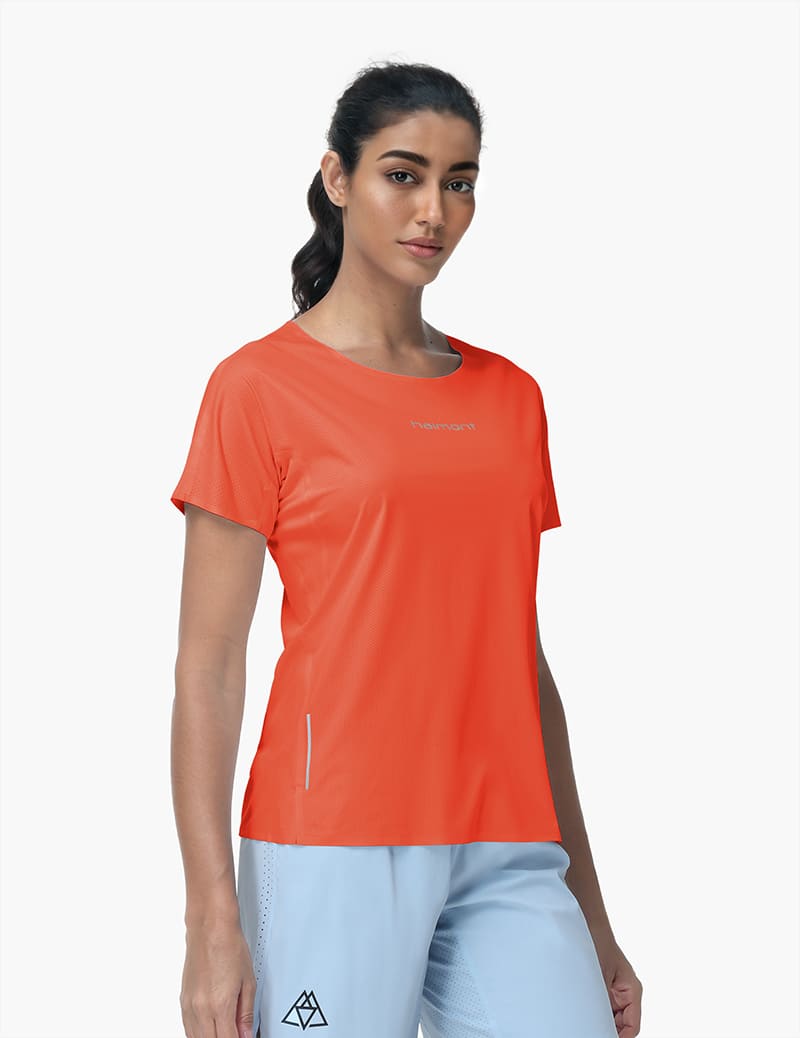 Haimont Women's Mountain Wind Trail T-Shirt in Orange Red