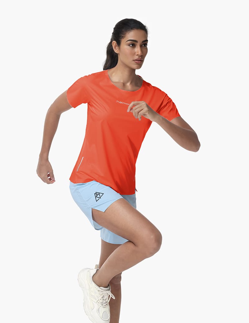 Haimont Women's Mountain Wind Trail T-Shirt in Orange Red