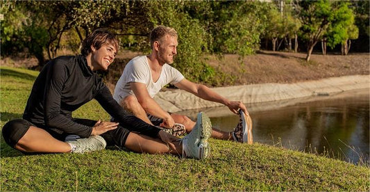 Stretching after a trail run