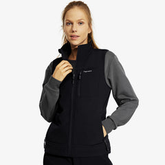 Women's Fleece Lined Softshell Vest with 6 Pockets