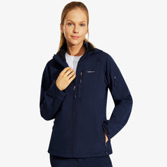 Women's Hooded Softshell Jackets Fleece Lined Windproof Coats