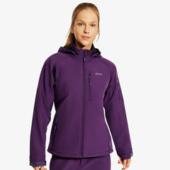 Women's Hooded Softshell Jackets Fleece Lined Windproof Coats