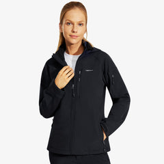 Women's Hooded Softshell Jackets Fleece Lined Windproof Coats