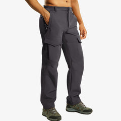 Men's Fleece Lined Softshell Hiking Pants with 6 Pockets