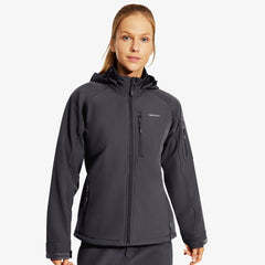 Women's Hooded Softshell Jackets Fleece Lined Windproof Coats
