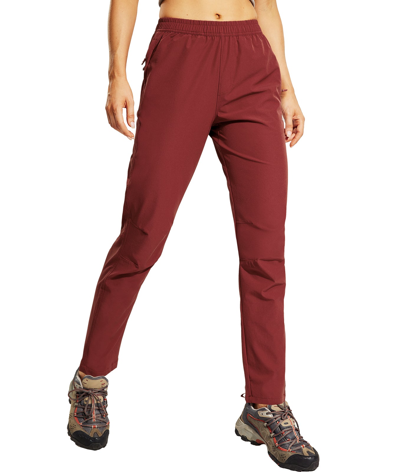 Women's Hiking Pants Quick Dry Lightweight Cargo Pants - Burgundy / XS