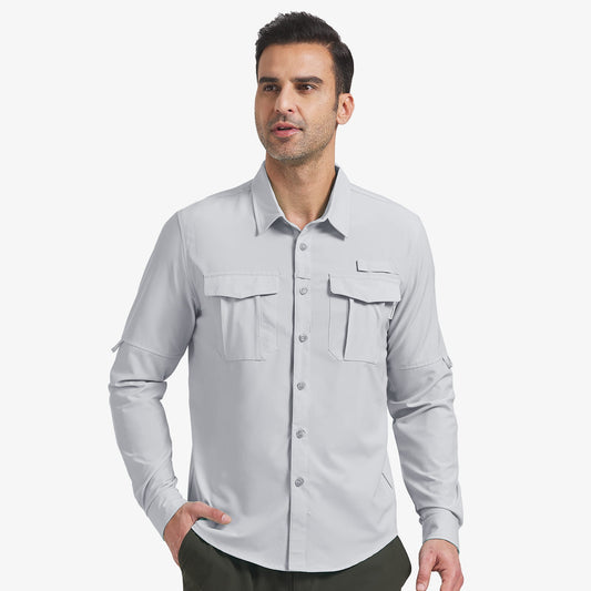Men's UPF50+ Sun Protection Long Sleeve Shirts with Pockets