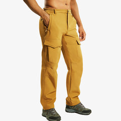 Men's Fleece Lined Softshell Hiking Pants with 6 Pockets