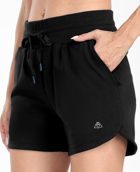 Women's Cotton Sweat Shorts with Pockets High Waist
