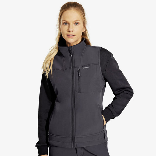Women's Fleece Lined Softshell Vest with 6 Pockets