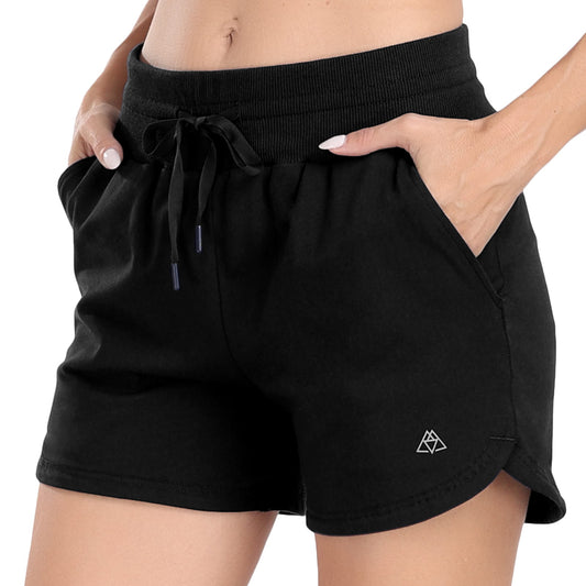 Women's Cotton Sweat Shorts with Pockets High Waist