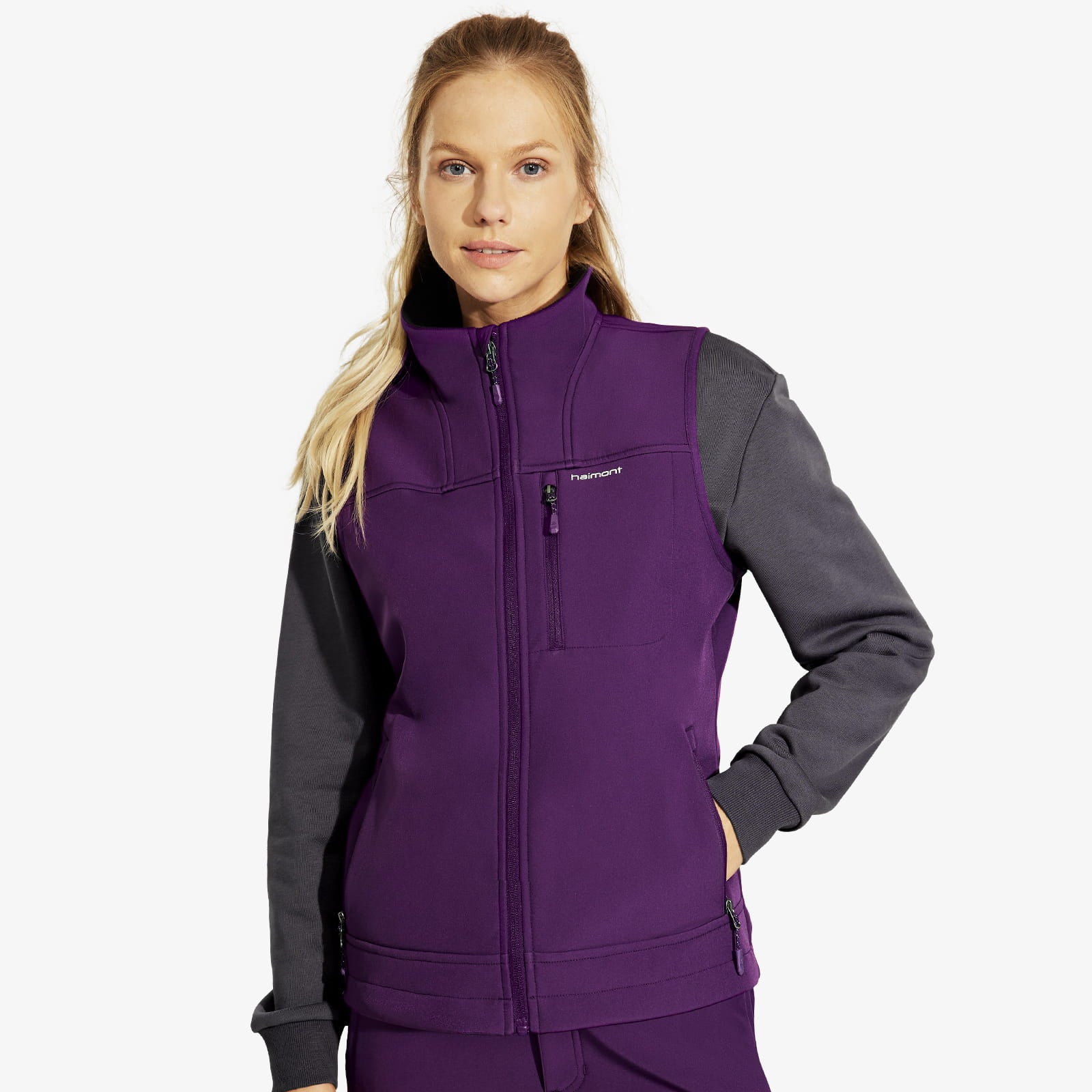  Womens Fleece Lined Lightweight Vest Softshell Sleeveless  Hooded Jacket Waterproof For Running Hiking Travel Khaki L