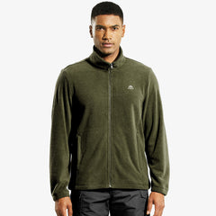 Men's Lightweight Full Zip Fleece Jacket Soft Cozy Mock Neck