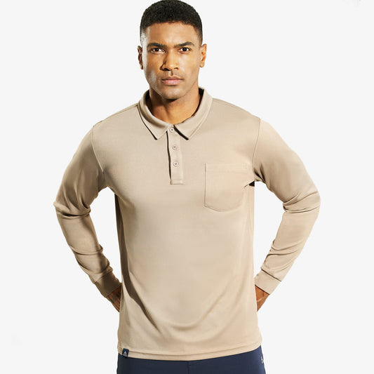 Men's Long Sleeve Polo Shirt with Pocket Collared Shirts