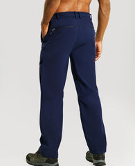 Men's Fleece Lined Softshell Hiking Pants with 6 Pockets