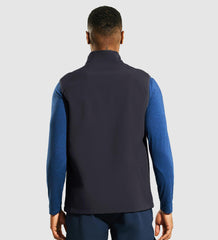 Men's Softshell Vest Fleece Lined Full Zip with 6 Pockets