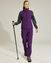 Women's Fleece Lined Softshell Vest with 6 Pockets