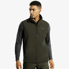 Men's Fleece Lined Softshell Vest Full Zip Sleeveless Jacket
