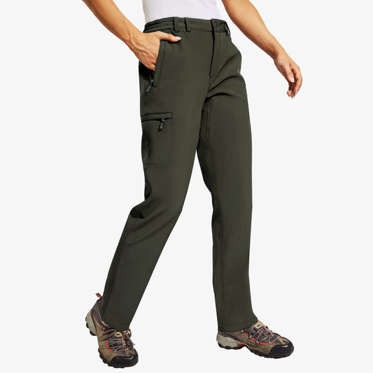 Women's Fleece Lined Softshell Pants Insulated Hiking Cargo Pant