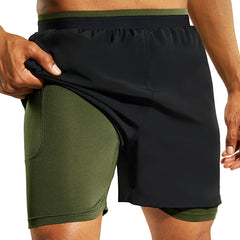 Men's 2 in 1 Running Shorts with Compression Liner 5 Inch