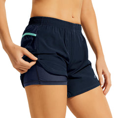 Women's Trail Running Shorts with Liner 5 inch Dry Fit Shorts