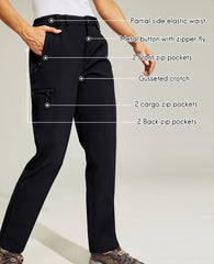 Women's Fleece Lined Softshell Pants Insulated Hiking Cargo Pant