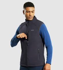 Men's Softshell Vest Fleece Lined Full Zip with 6 Pockets