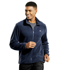 Men's Lightweight Full Zip Fleece Jacket Soft Cozy Mock Neck