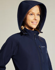 Women's Hooded Softshell Jackets Fleece Lined Windproof Coats