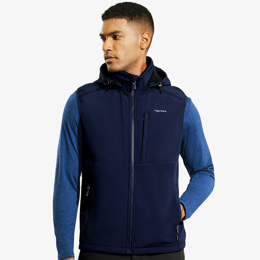 Men's Lightweight Softshell Vest Hooded and Windproof