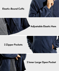 Men's Lightweight Full Zip Fleece Jacket Soft Cozy Mock Neck