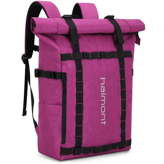 Water-Resistant Rolltop Backpack with Multiple Pockets