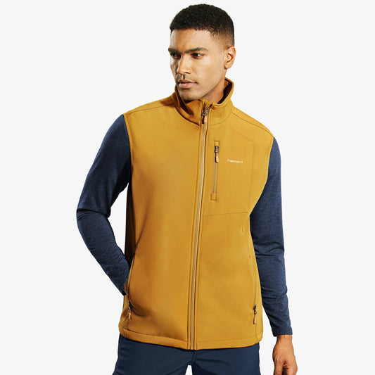 Men's Fleece Lined Softshell Vest Full Zip Sleeveless Jacket