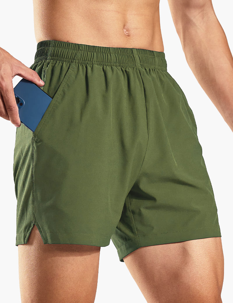 Men's 5 Inch Trail Running Shorts in Army Green