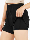 Women's 2 in 1 Quick Dry Trail Running Shorts in Black