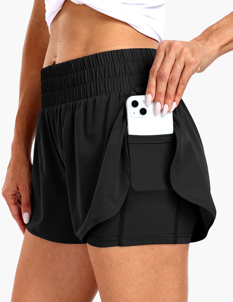 Women's 2 in 1 Trail Running Shorts in Black