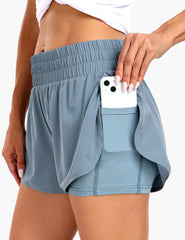Women's 2 in 1 Trail Running Shorts in Blue Grey