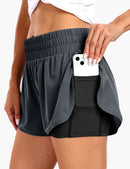 Women's 2 in 1 Trail Running Shorts in Dark Grey
