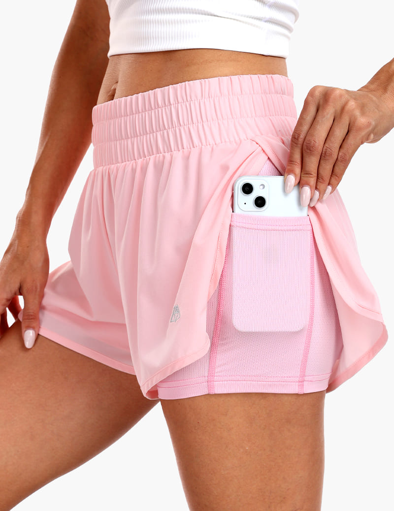 Women's 2 in 1 Trail Running Shorts in Light Pink
