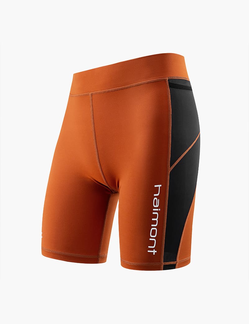 Women's Compression Trail Running Shorts in Red Brown