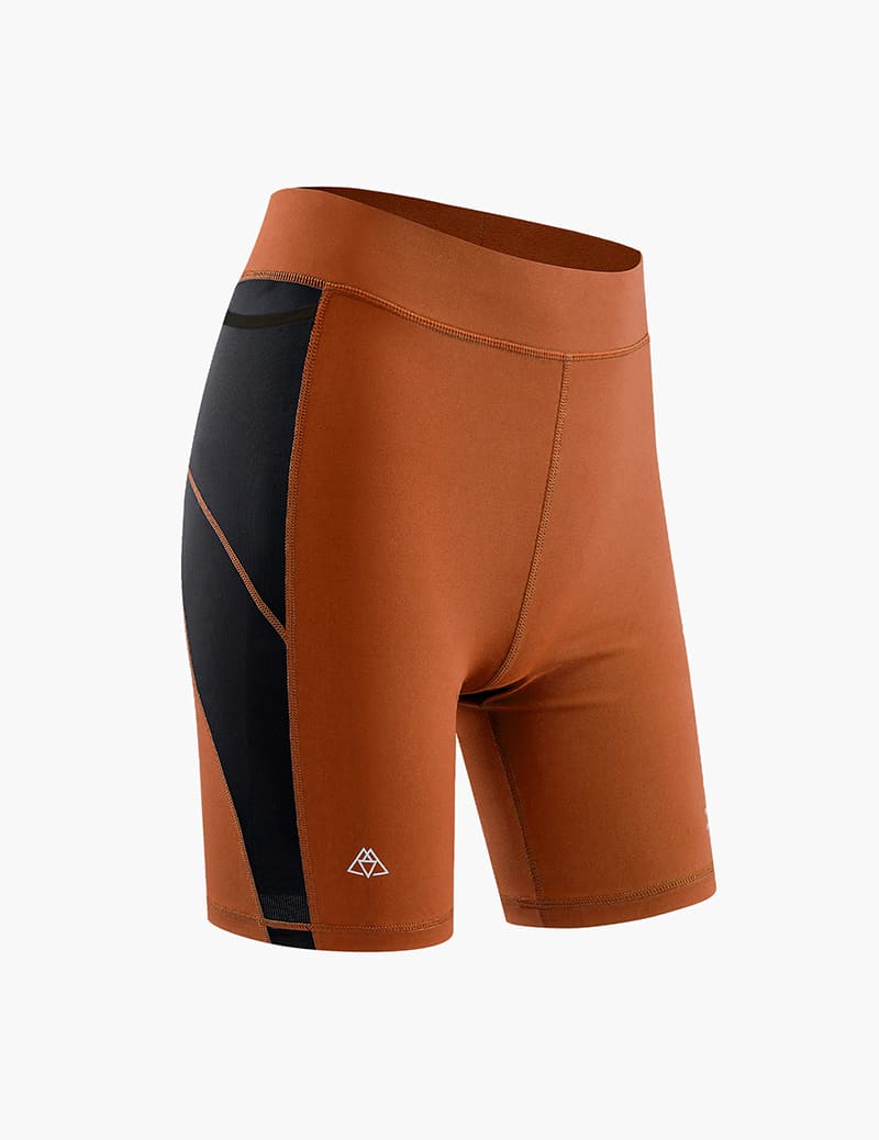 Women's Compression Trail Running Shorts in Red Brown