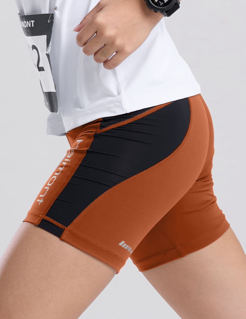 Women's Compression Trail Running Shorts in Red Brown