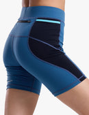 Women's Compression Trail Running Shorts in Sea Blue