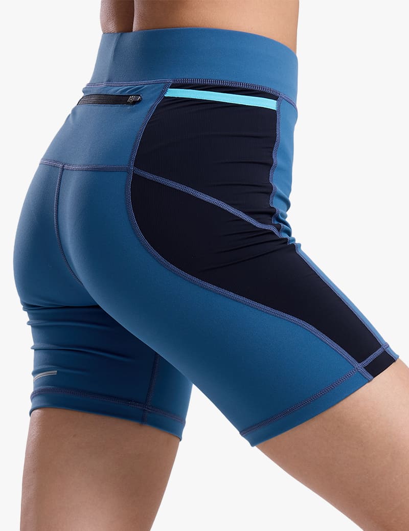 Women's Compression Trail Running Shorts in Sea Blue