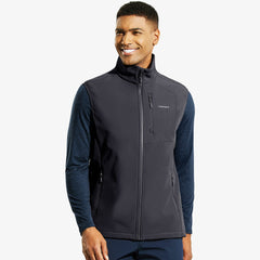 Men's Fleece Lined Softshell Vest Full Zip Sleeveless Jacket