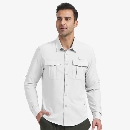 Men's UPF50+ Sun Protection Long Sleeve Shirts with Pockets