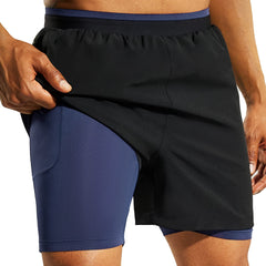Men's 2 in 1 Running Shorts with Compression Liner 5 Inch