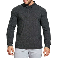 Men Cotton Polo Shirts Long Sleeve Golf Casual Shirt